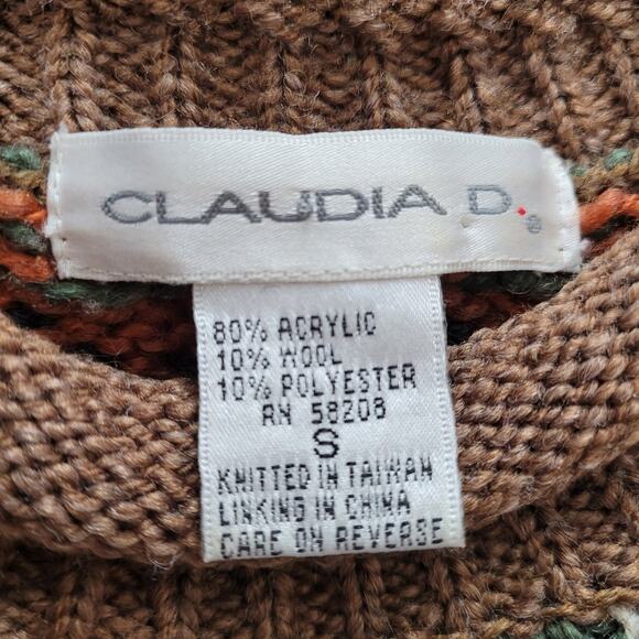 Claudia D Womens Size S Multicolor Fair Isle Heavyweight Chunky Knit Sweater Y2K - Picture 6 of 7